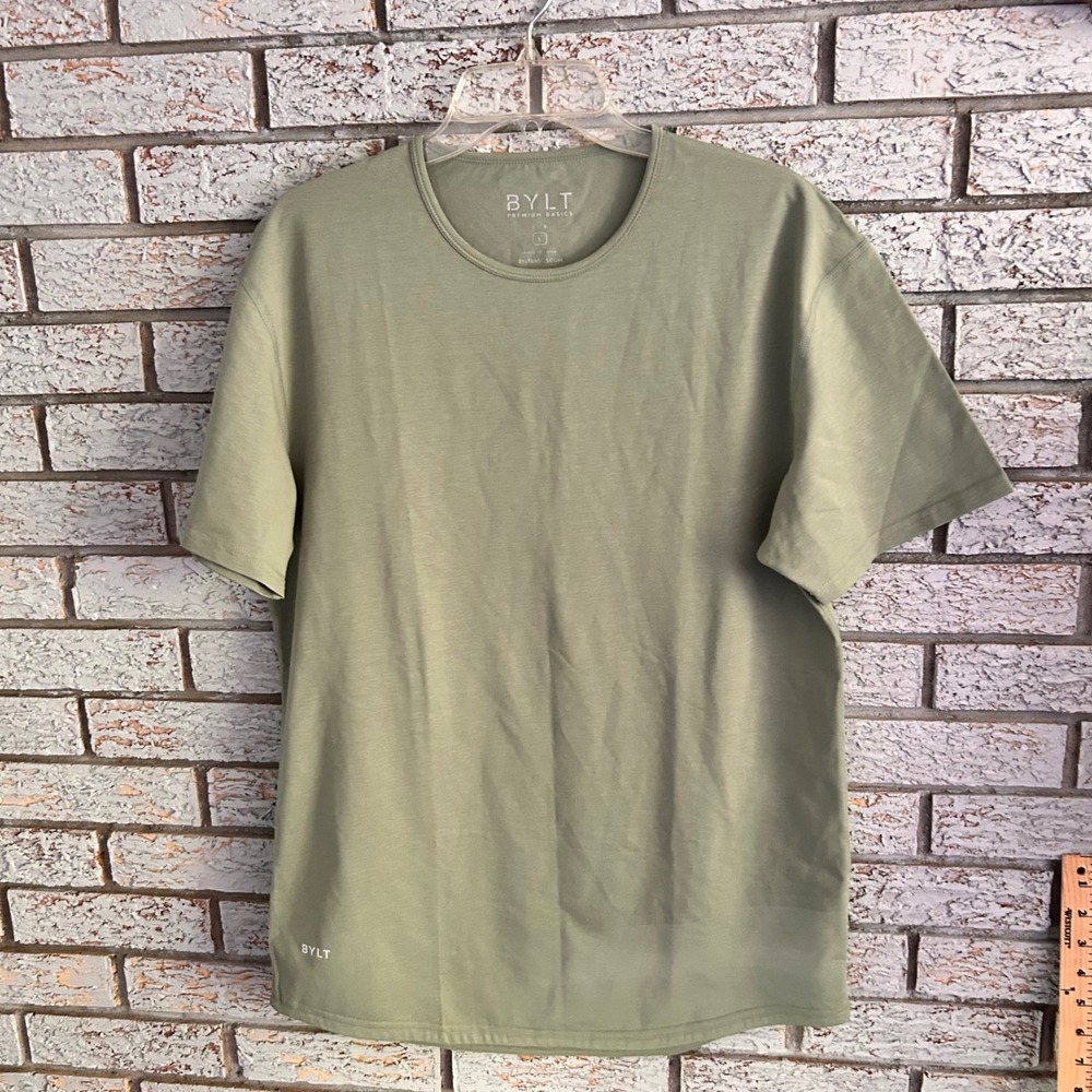 BYLT Premium Basics Mens Lux Blend Drop Cut T-Shirt Sage Green Large